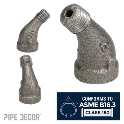 PIPE DECOR 1/8 in. black iron 45 degree street elbow pipe fitting, view 4