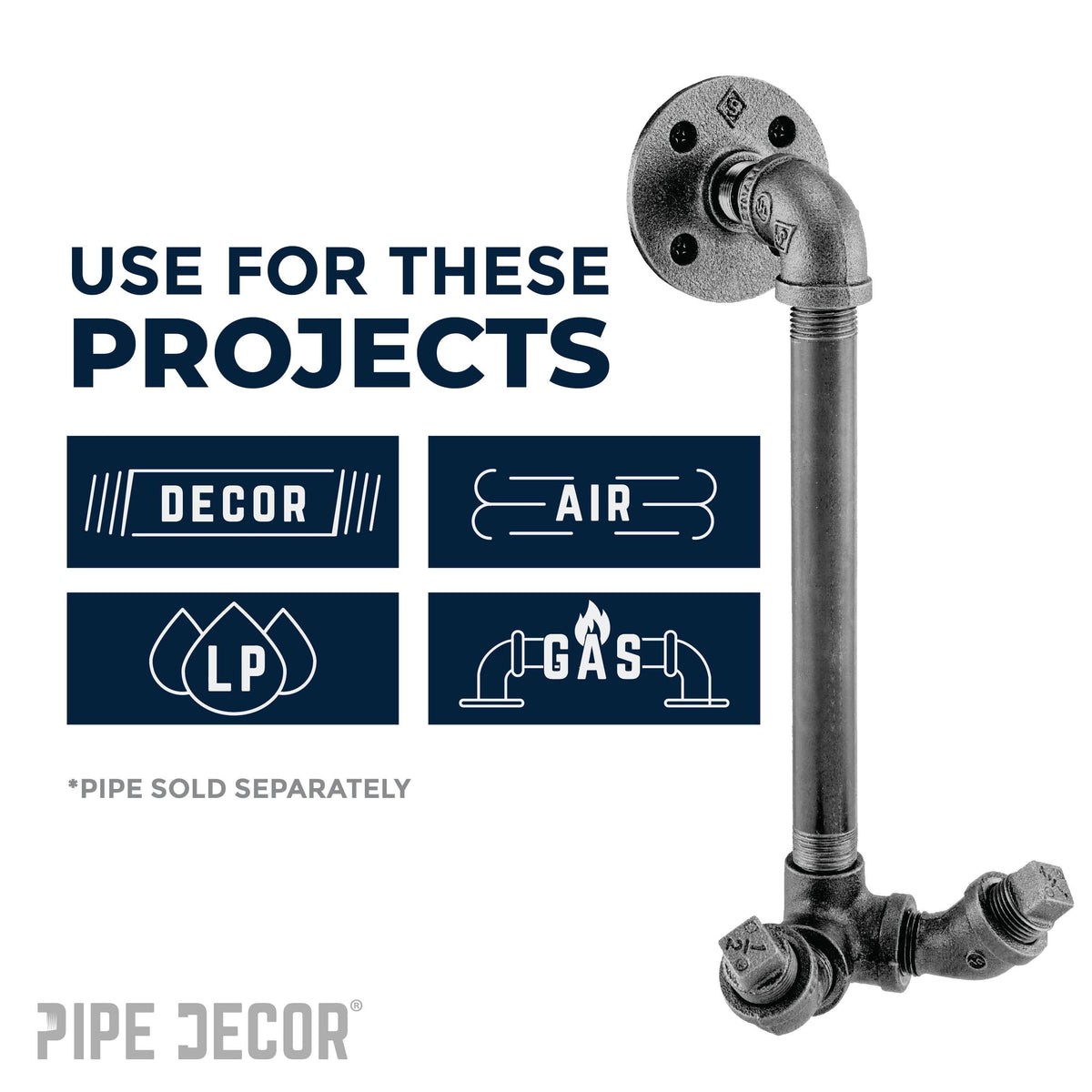 PIPE DECOR 1/8 in. black iron 45 degree street elbow pipe fitting, view 5
