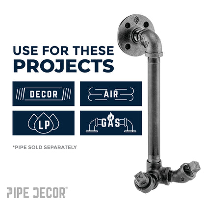 PIPE DECOR 1/8 in. black iron 45 degree street elbow pipe fitting, view 5