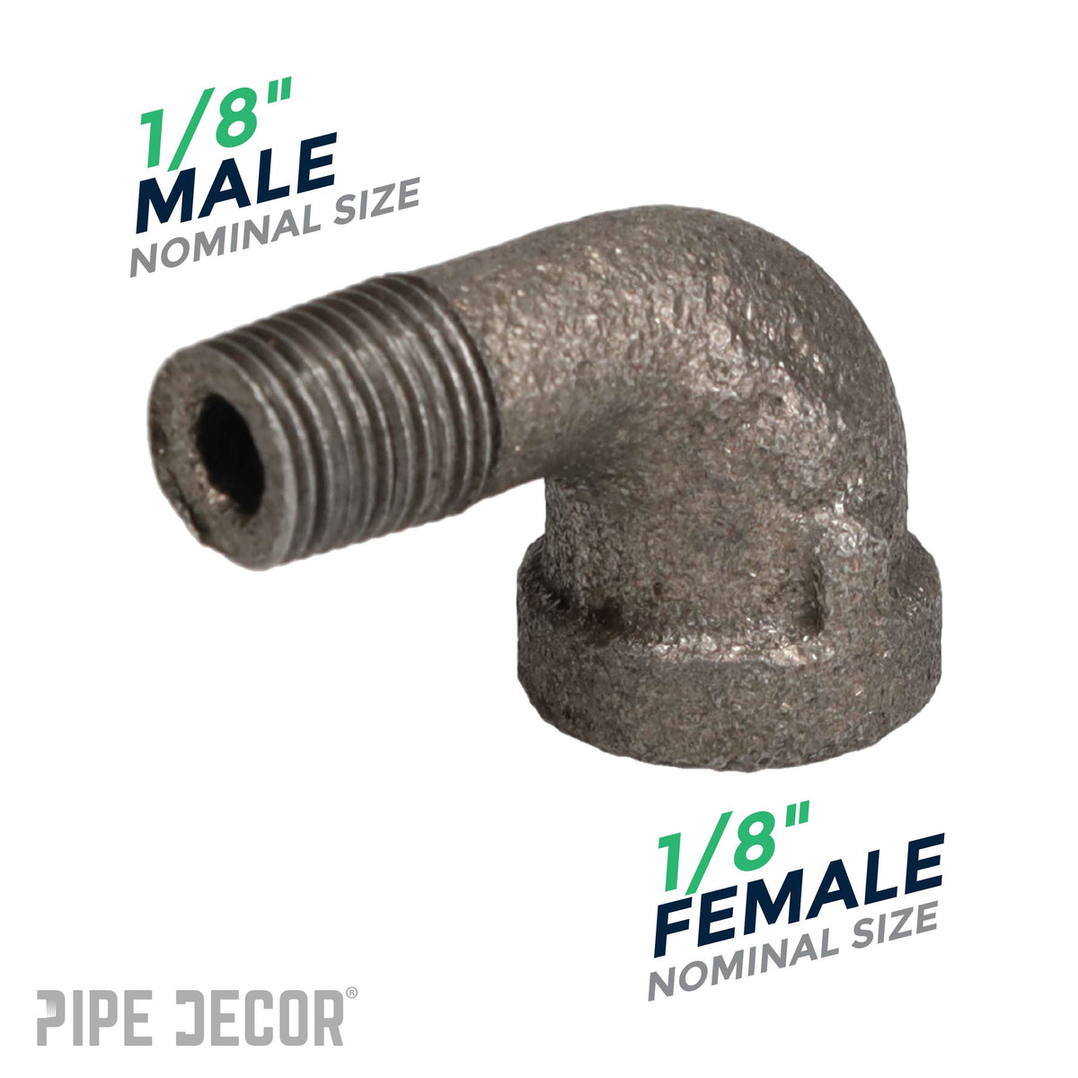 PIPE DECOR 1/8 in. black iron 90 degree street elbow pipe fitting, view 3