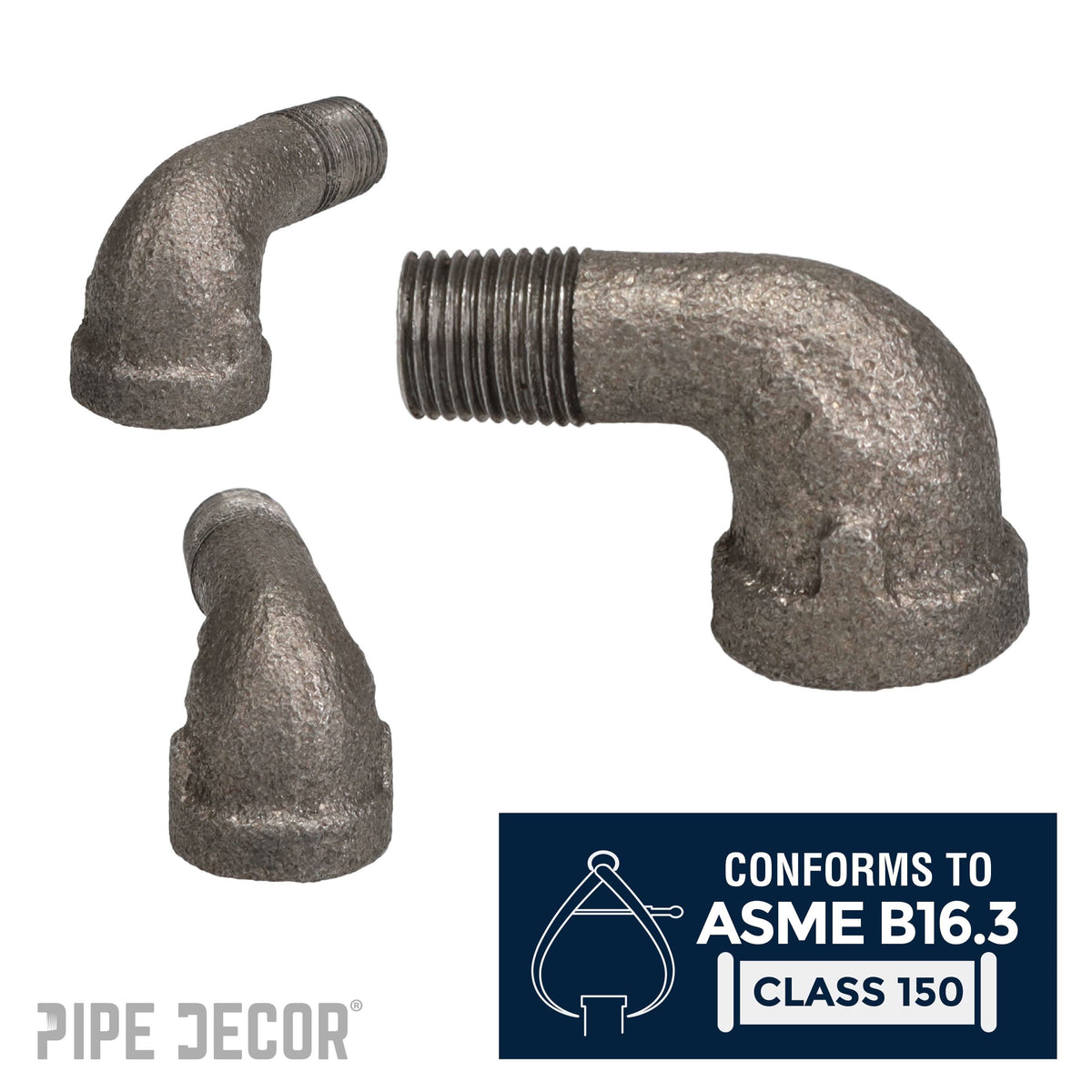 PIPE DECOR 1/8 in. black iron 90 degree street elbow pipe fitting, view 4