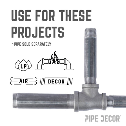 PIPE DECOR 2 in. x 1-1/2 in. x 1 in. black iron reducing tee pipe fitting, view 6