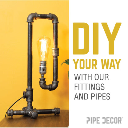 PIPE DECOR 2 in. x 1-1/2 in. x 2 in. black iron reducing tee pipe fitting, view 7