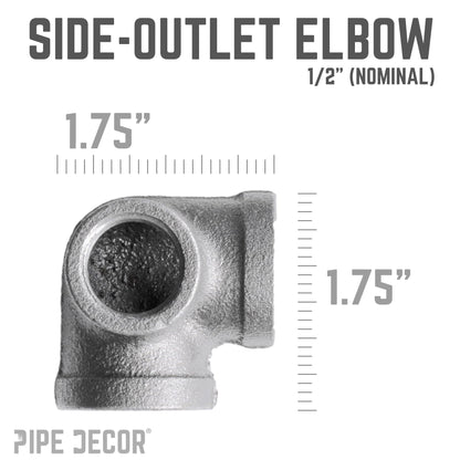 PIPE DECOR 1/2 in. black iron side outlet elbow pipe fitting, view 2