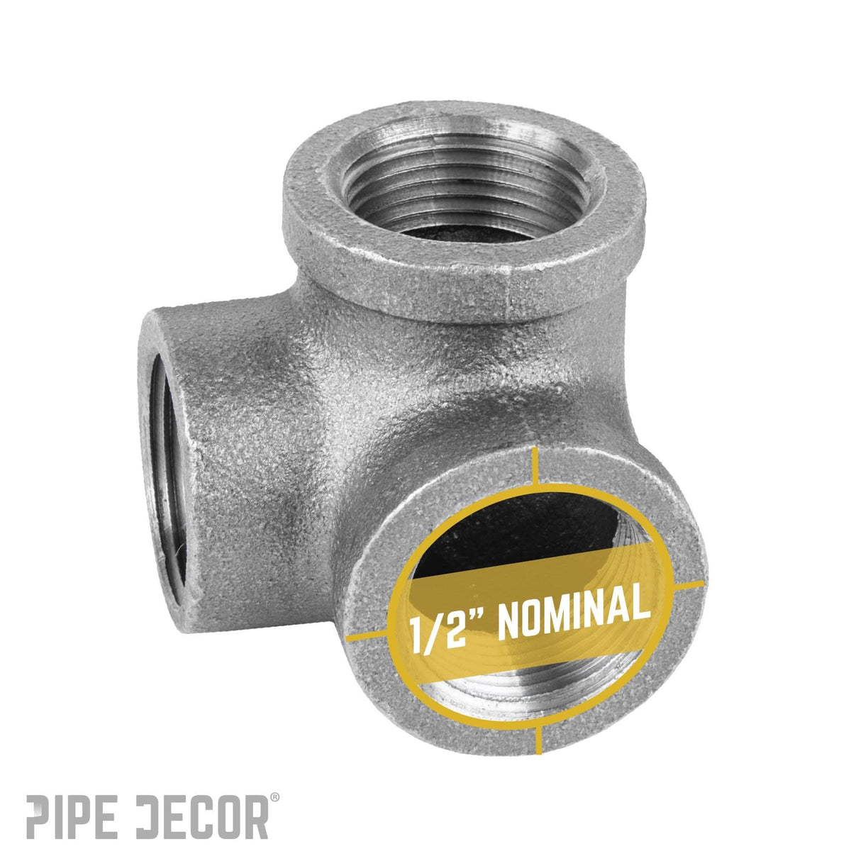 PIPE DECOR 1/2 in. black iron side outlet elbow pipe fitting, view 3
