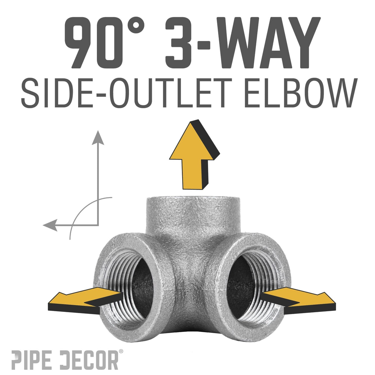 PIPE DECOR 3/8 in. black iron side outlet elbow pipe fitting, view 4