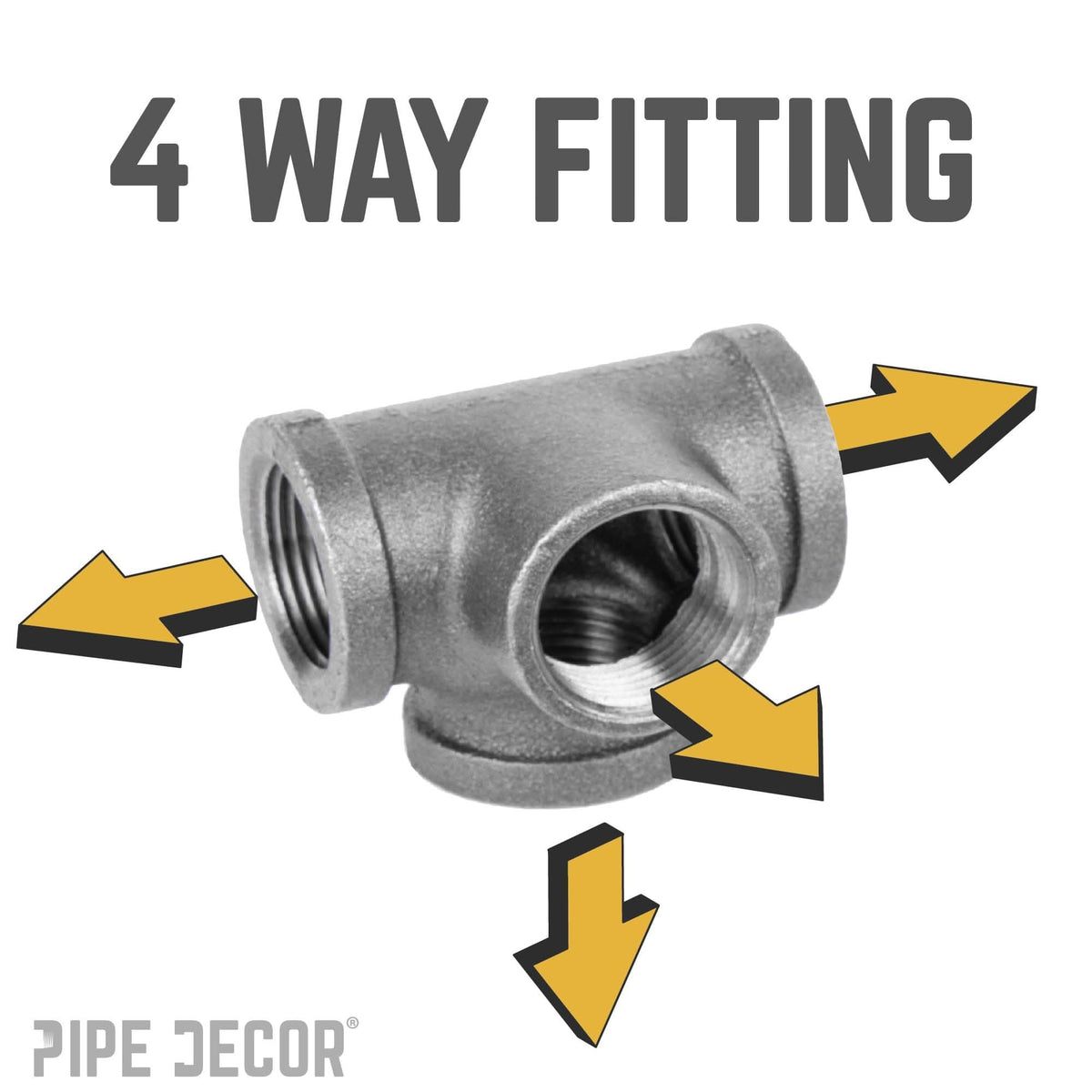 PIPE DECOR 1/2 in. black iron side outlet tee pipe fitting, view 4