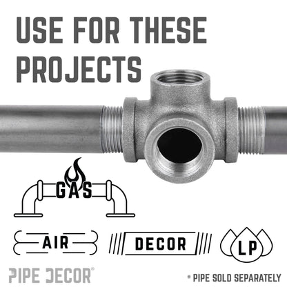PIPE DECOR 1/2 in. black iron side outlet tee pipe fitting, view 6
