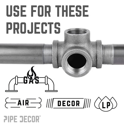 PIPE DECOR 3/4 in. black iron side outlet tee pipe fitting, view 6
