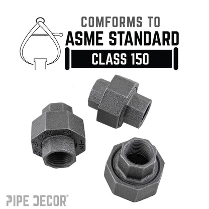PIPE DECOR 1/2 in. black iron union pipe fitting, view 4