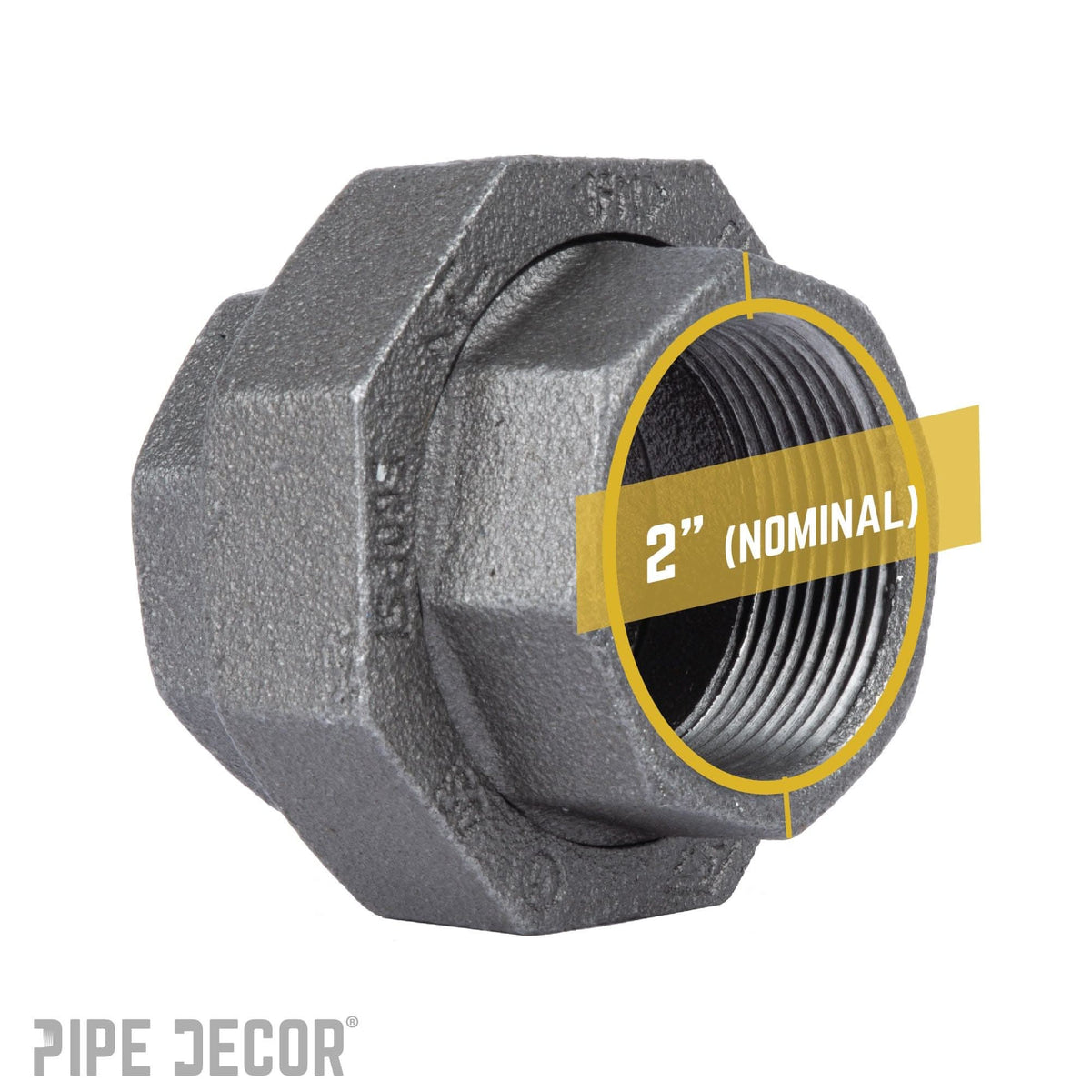 PIPE DECOR 2 in. black iron union pipe fitting, view 3