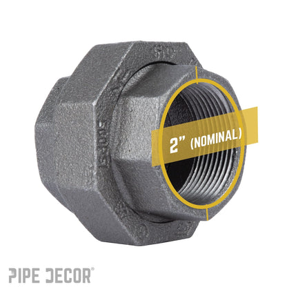 PIPE DECOR 2 in. black iron union pipe fitting, view 3