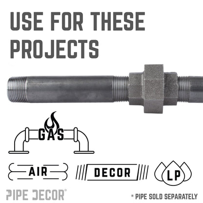 PIPE DECOR 2 in. black iron union pipe fitting, view 5
