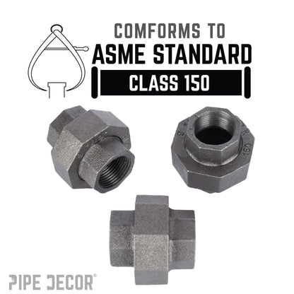 PIPE DECOR 3/4 in. black iron union pipe fitting, view 4