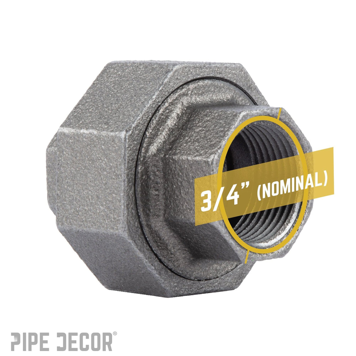 PIPE DECOR 3/4 in. black iron union pipe fitting, view 3