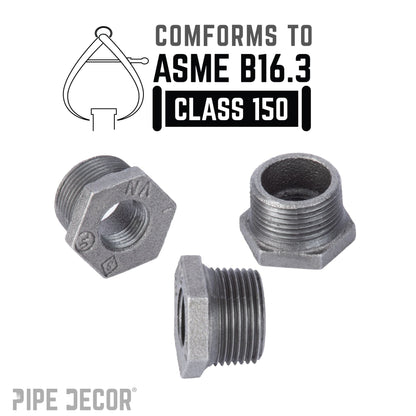 PIPE DECOR 1-1/2 in. x 3/4 in. black iron bushing pipe fitting