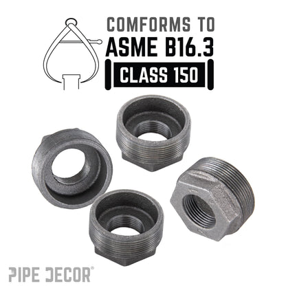 PIPE DECOR 1-1/4 in. x 1/2 in. black iron bushing pipe fitting