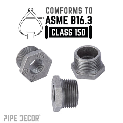 PIPE DECOR 1/2 in. x 3/8 in. black iron bushing pipe fitting, view 4