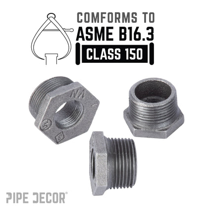 PIPE DECOR 2 in. x 1-1/4 in. black iron bushing pipe fitting, view 4