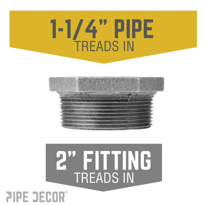 PIPE DECOR 2 in. x 1-1/4 in. black iron bushing pipe fitting, view 2