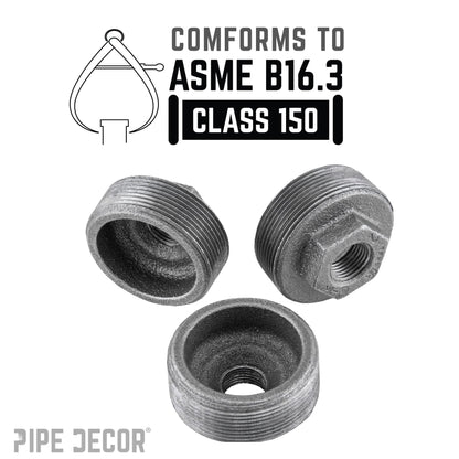 PIPE DECOR 2 in. x 1/2 in. black iron bushing pipe fitting, view 4
