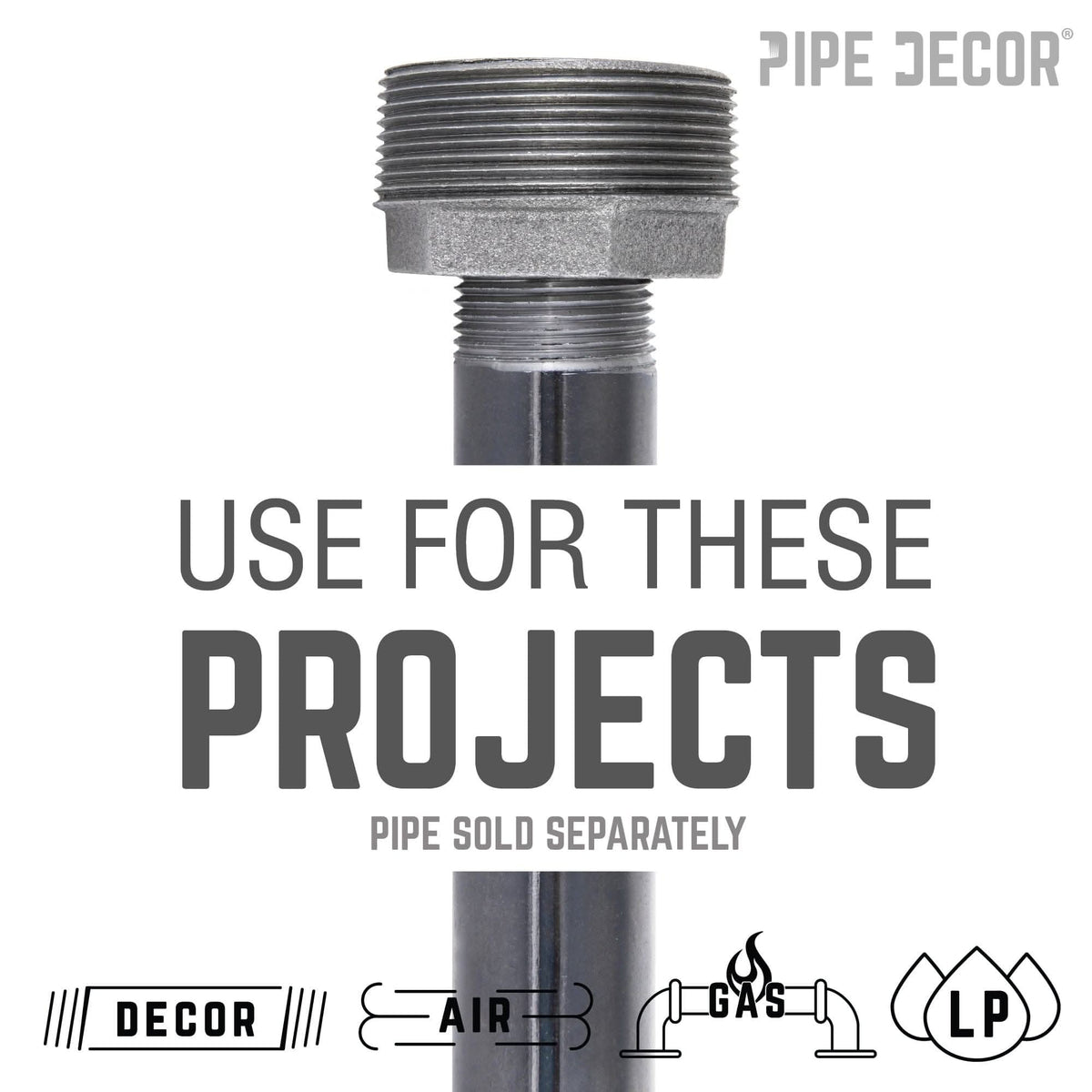 PIPE DECOR 2 in. x 1/2 in. black iron bushing pipe fitting, view 5