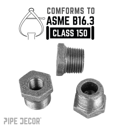 PIPE DECOR 3/8 in. x 1/8 in. black iron bushing pipe fitting, view 4