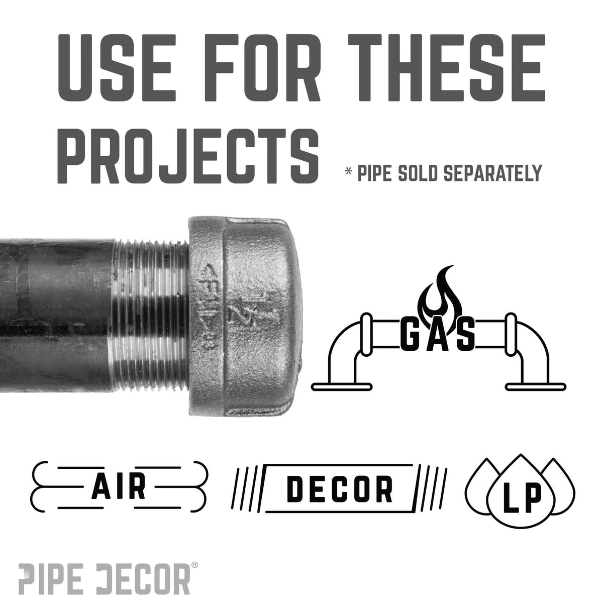PIPE DECOR 1-1/2 in. black iron cap pipe fitting
