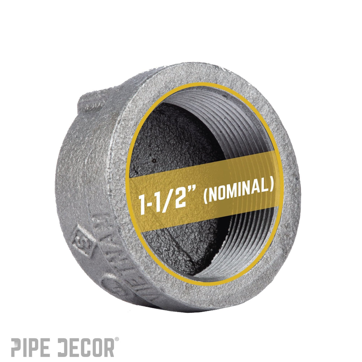 PIPE DECOR 1-1/2 in. black iron cap pipe fitting