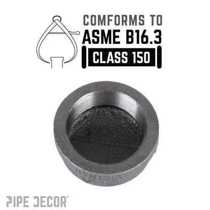 PIPE DECOR 1-1/2 in. black iron cap pipe fitting