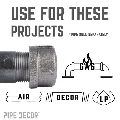 PIPE DECOR 1 in. black iron cap pipe fitting, view 5