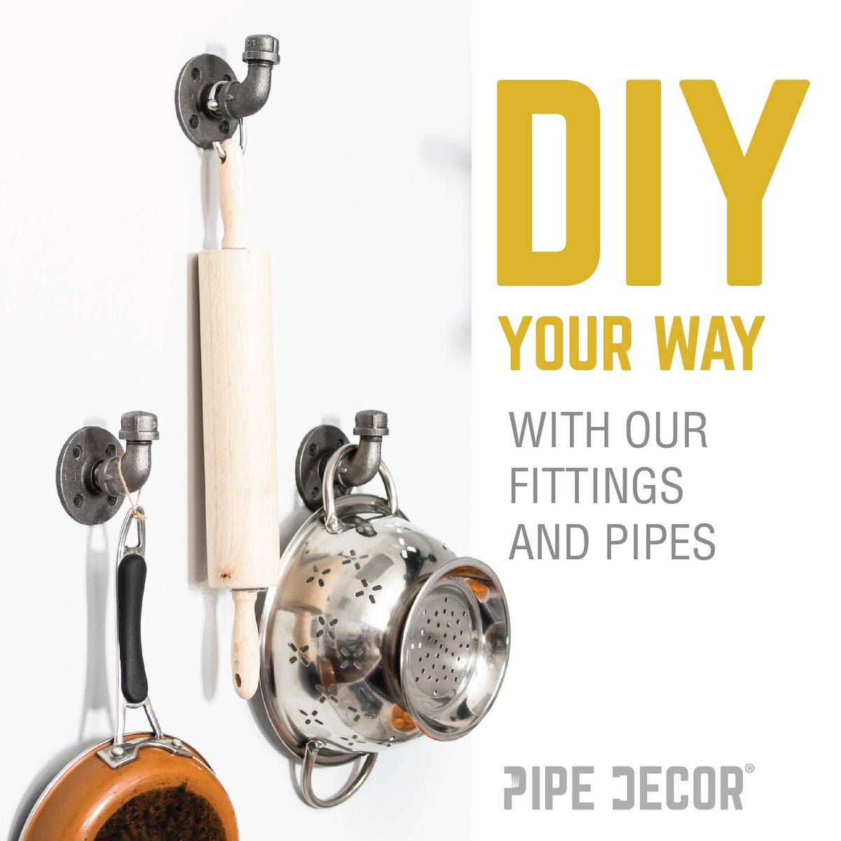 PIPE DECOR 1 in. black iron cap pipe fitting, view 6