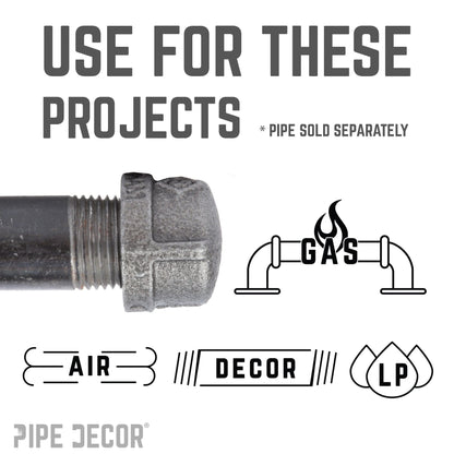 PIPE DECOR 3/8 in. black iron cap pipe fitting, view 5