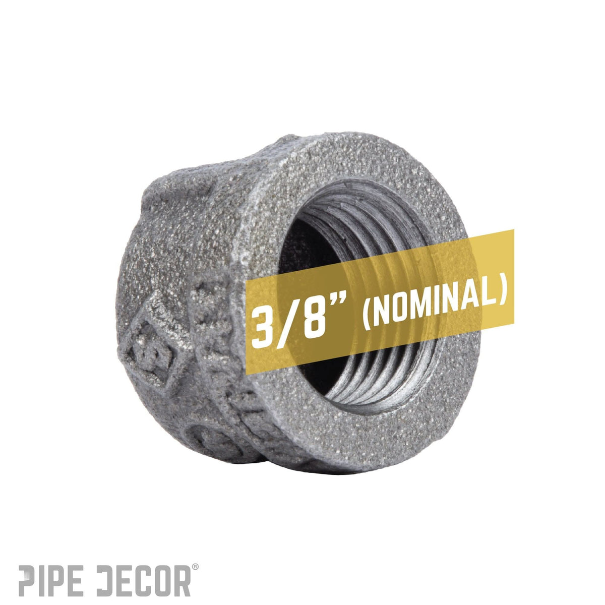 PIPE DECOR 3/8 in. black iron cap pipe fitting, view 3