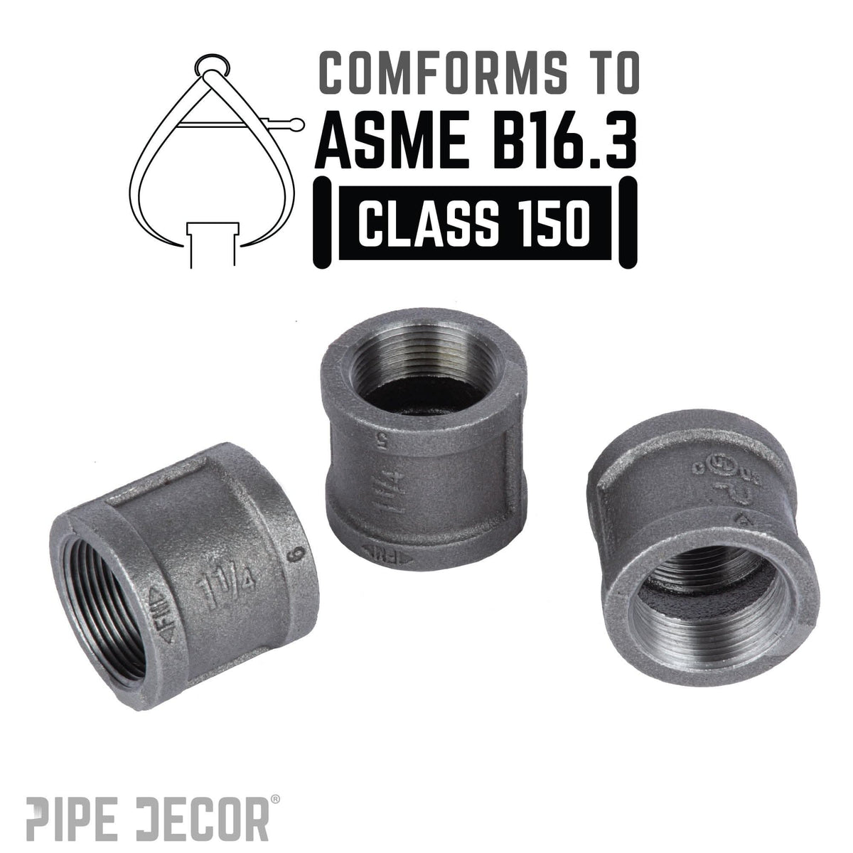 PIPE DECOR 1-1/4 in. black iron coupling pipe fitting