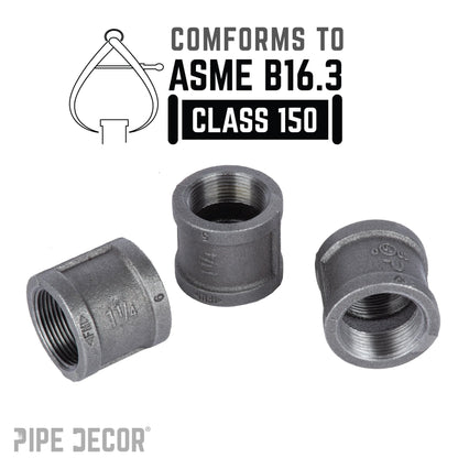 PIPE DECOR 1-1/4 in. black iron coupling pipe fitting