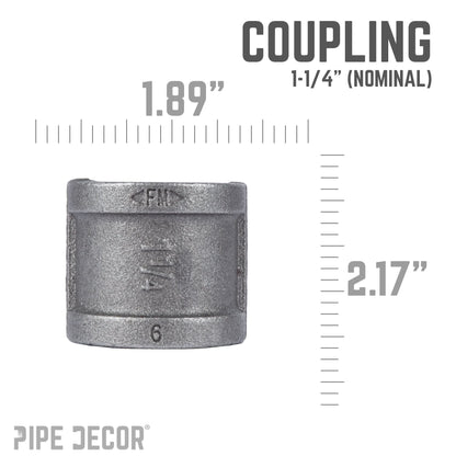 PIPE DECOR 1-1/4 in. black iron coupling pipe fitting