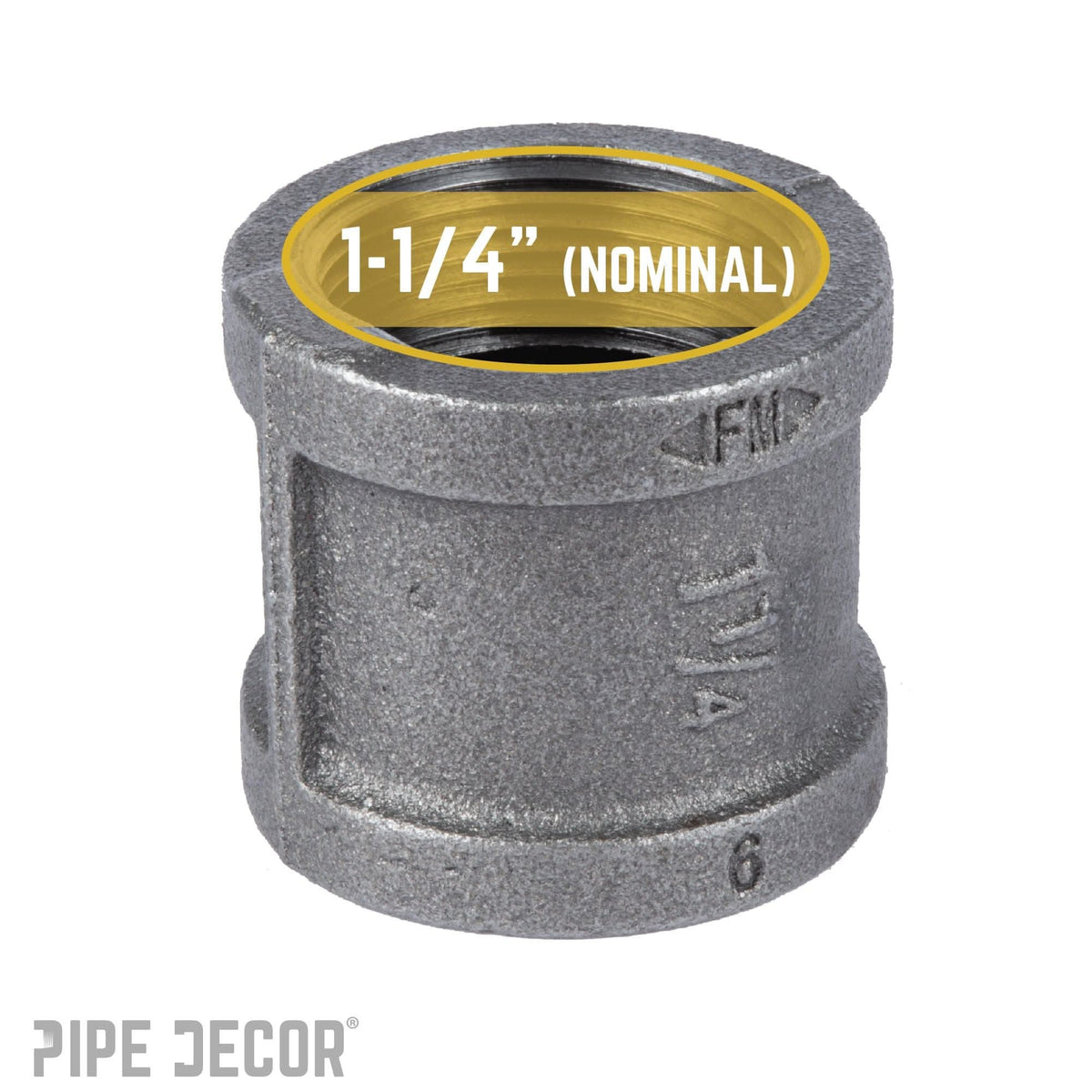 PIPE DECOR 1-1/4 in. black iron coupling pipe fitting