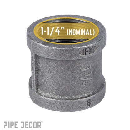 PIPE DECOR 1-1/4 in. black iron coupling pipe fitting