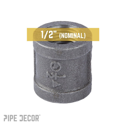 PIPE DECOR 1/2 in. black iron coupling pipe fitting, view 3