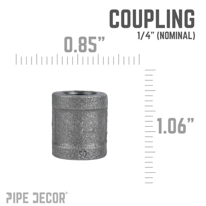 PIPE DECOR 1/4 in. black iron coupling pipe fitting, view 2