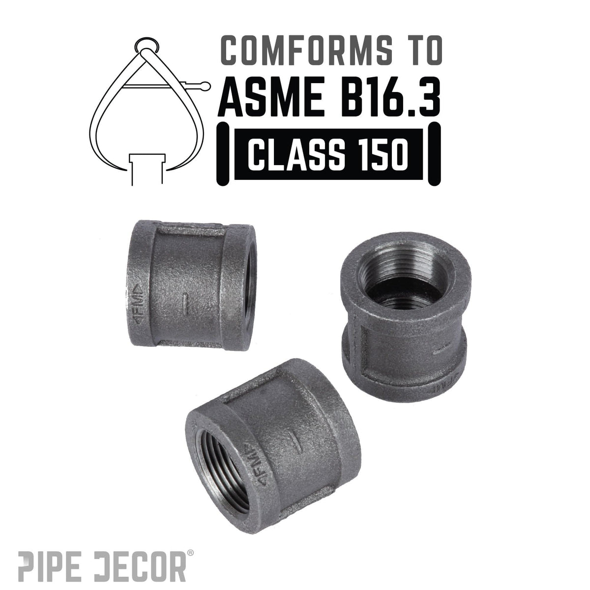 PIPE DECOR 1 in. black iron coupling pipe fitting, view 4