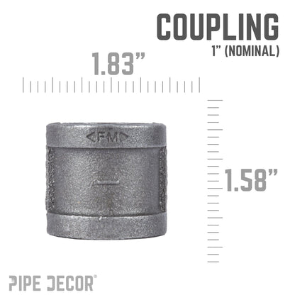 PIPE DECOR 1 in. black iron coupling pipe fitting, view 2