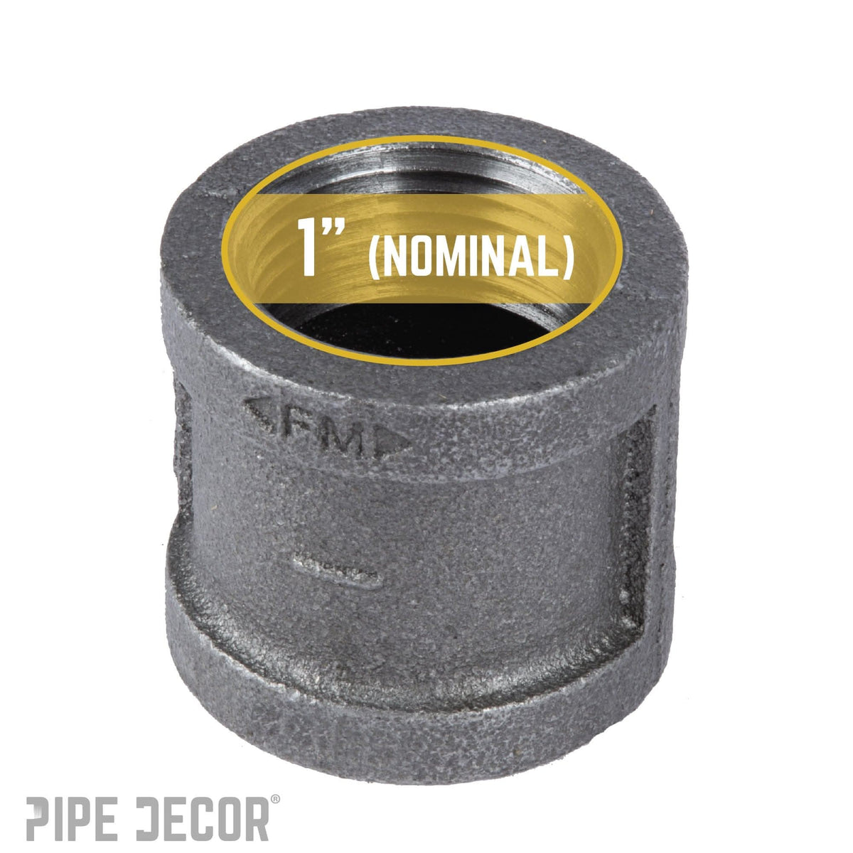 PIPE DECOR 1 in. black iron coupling pipe fitting, view 3