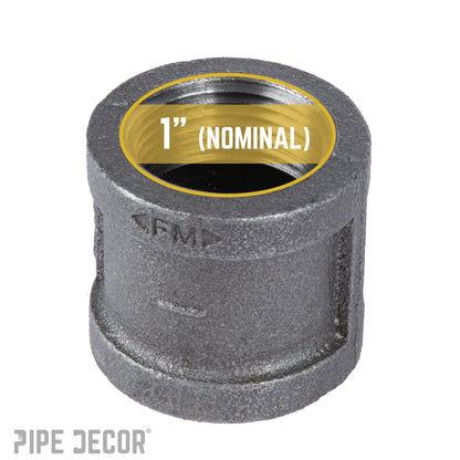 PIPE DECOR 1 in. black iron coupling pipe fitting, view 3