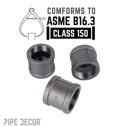 PIPE DECOR 2 in. black iron coupling pipe fitting, view 4