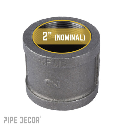 PIPE DECOR 2 in. black iron coupling pipe fitting, view 3