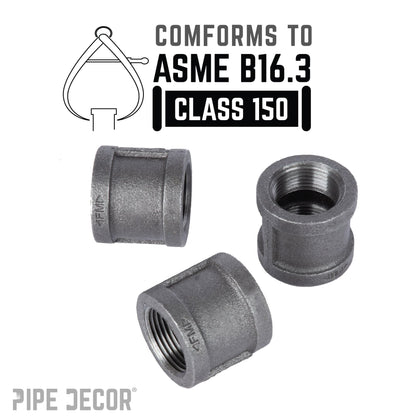 PIPE DECOR 3/4 in. black iron coupling pipe fitting, view 4