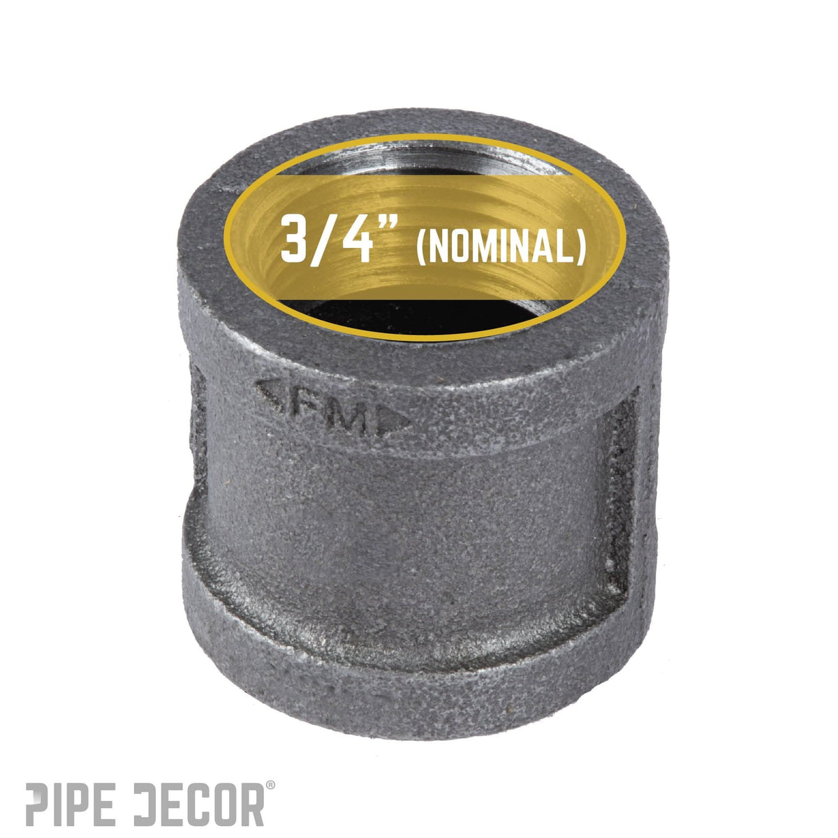 PIPE DECOR 3/4 in. black iron coupling pipe fitting, view 3