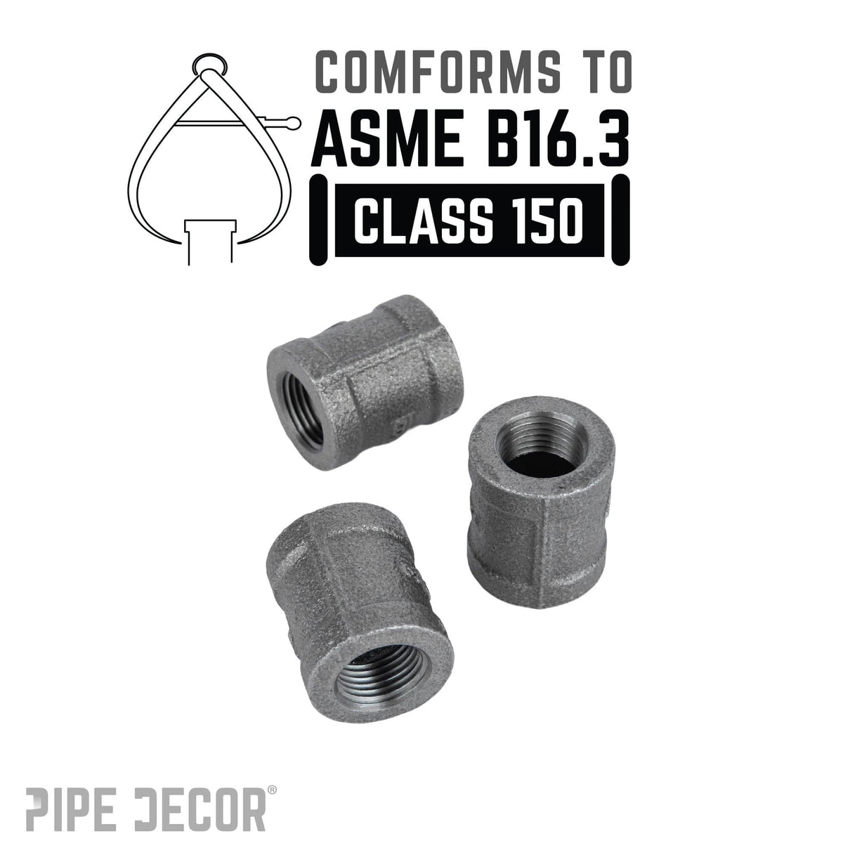 PIPE DECOR 3/8 in. black iron coupling pipe fitting, view 4
